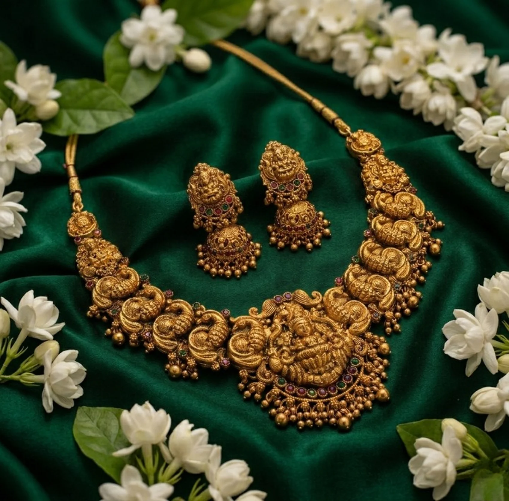 traditional temple jewellery necklace set for women